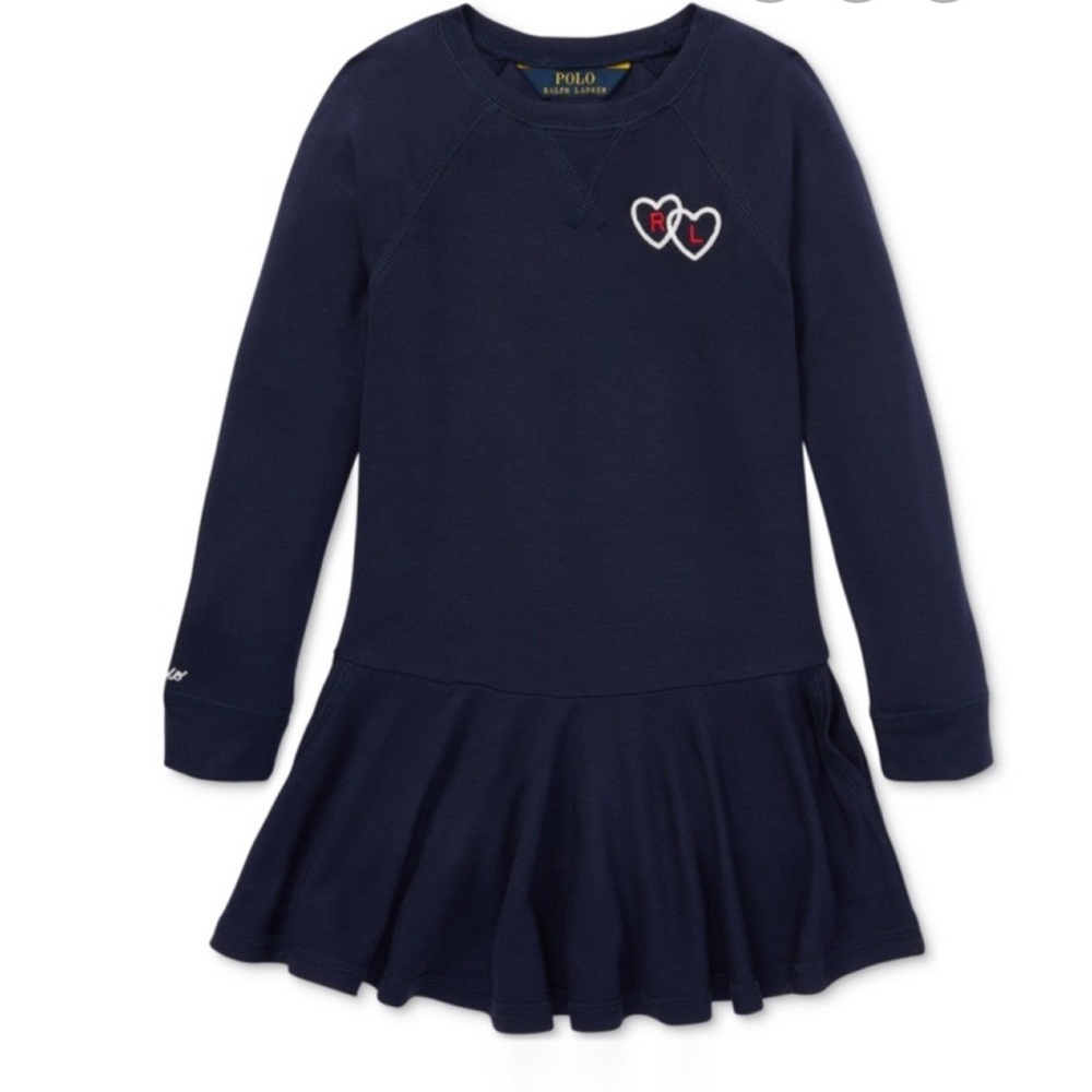 NWT RL Polo Girls LS French Terry Dress  (M 8-10)